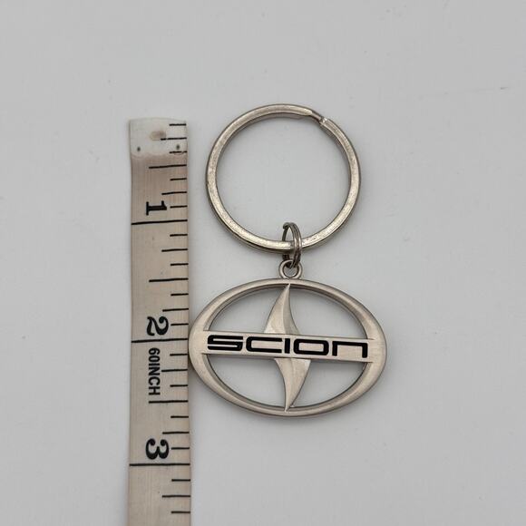 Scion Keychain Key Ring Car Logo Metal Silver Vintage Auto Accessory Gift - Picture 5 of 7